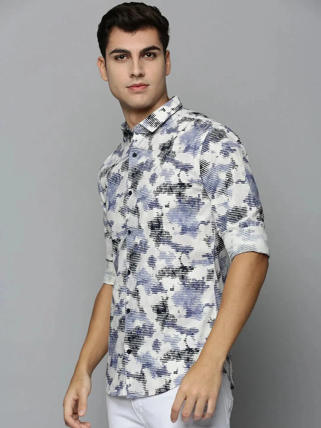 Premium White Printed Mens Shirt - Cotton Casual Shirt | DesiQlo