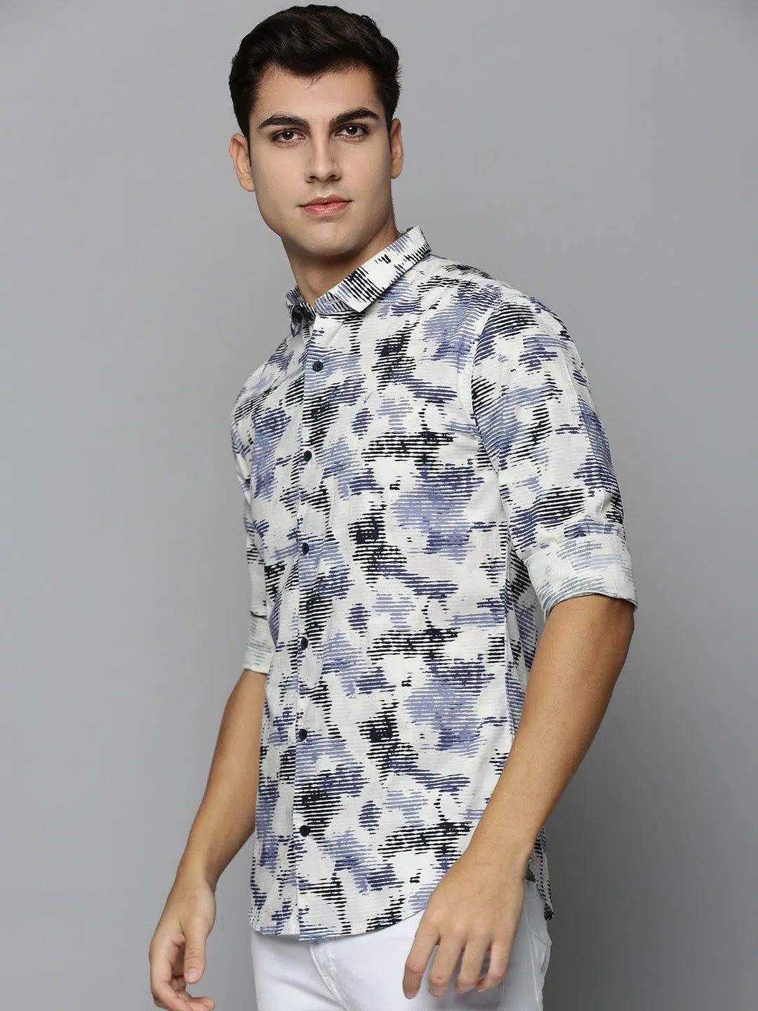 Premium White Printed Mens Shirt - Cotton Casual Shirt | DesiQlo