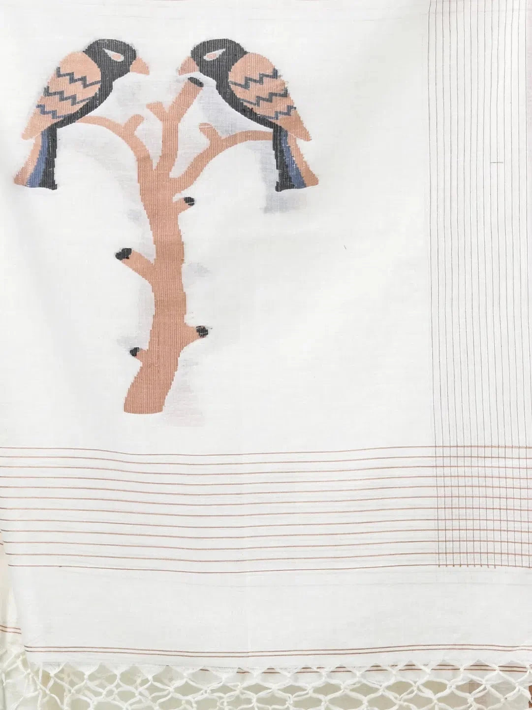 Ecru Cotton Saree with Zari - Designer Sarees India