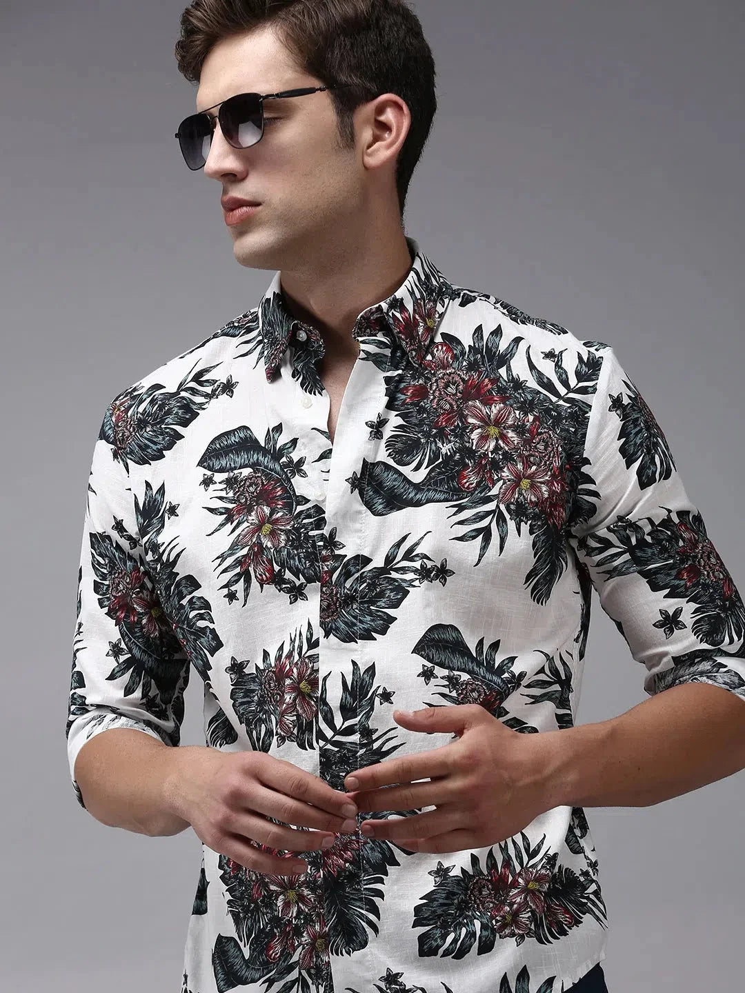 White Printed Mens Shirt | Stylish Cotton Casual Shirt