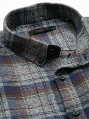 Men Grey Checked Casual Shirt-AARONCHECKS-4342-Grey