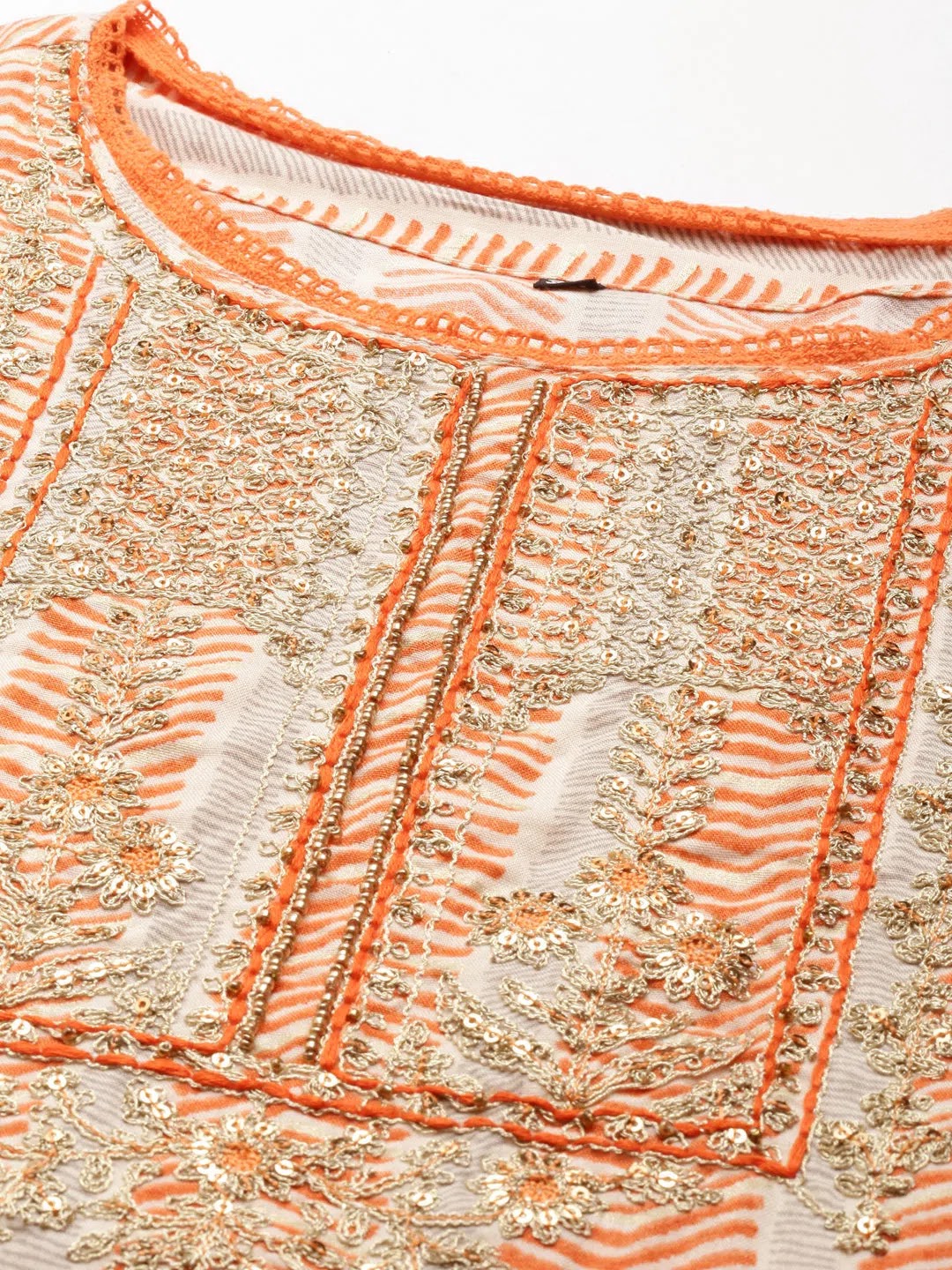 Orange Embroidered Women's Kurta Set | Designer Kurta Sets