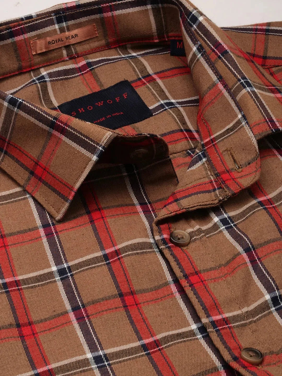 Stylish Brown Checked Mens Shirt - Cotton Casual Shirt | DesiQlo