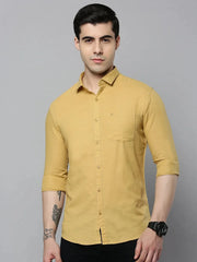 Men Khaki Solid Casual Shirt-LARALILEN-3134-Khaki