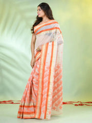 Navy Blue Cotton Saree With Geomatric Patterns-MA66BCT43830037