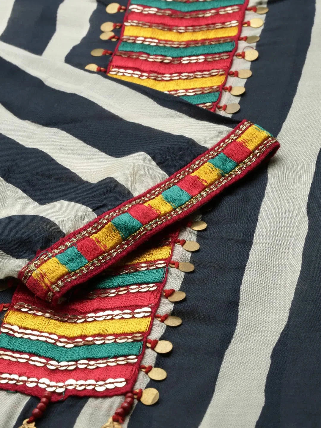 Navy Striped Cotton Kurta - Women's Indian Kurta Collection