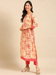 Women's Cream Tie Dye Kurta SetKC-821-Cream