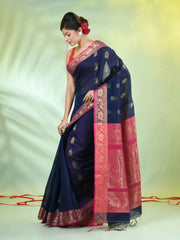 Maroon Cotton Saree With Geomatric Patterns-MA66BCT43830036