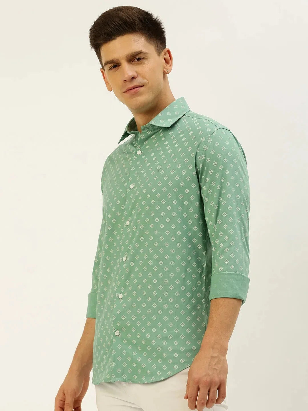 Men's Printed Cotton Shirt | Casual Mens Shirt Seagreen