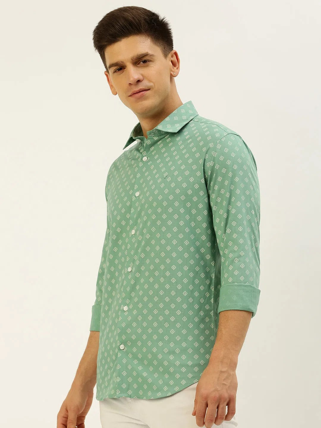 Men's Printed Cotton Shirt | Casual Mens Shirt Seagreen