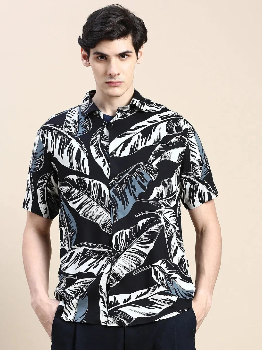Black Floral Cotton Mens Shirt | Casual Printed Shirt