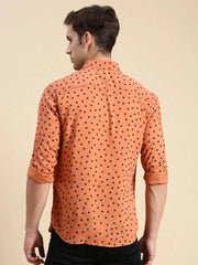 Men Rust Printed Casual Shirt-GURJANPRINT-5404-Rust