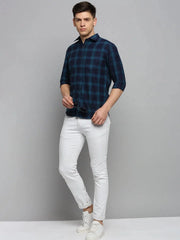 Men Teal Checked Casual Shirt-DALTONCHECKS-4089-Teal