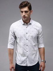 Men White Printed Casual Shirt-ORIGINPRINT-1746-White