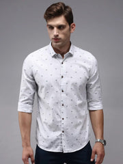 Men White Printed Casual Shirt-ORIGINPRINT-1746-White