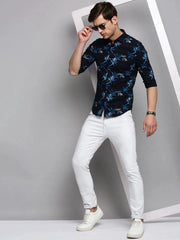 Men Navy Printed Casual Shirt-JUPITERPRINT-3402-Navyblue