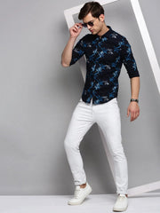 Men Navy Printed Casual Shirt-JUPITERPRINT-3402-Navyblue