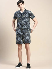 Men Black Printed Casual Co ord Set-AM-91-5-Black