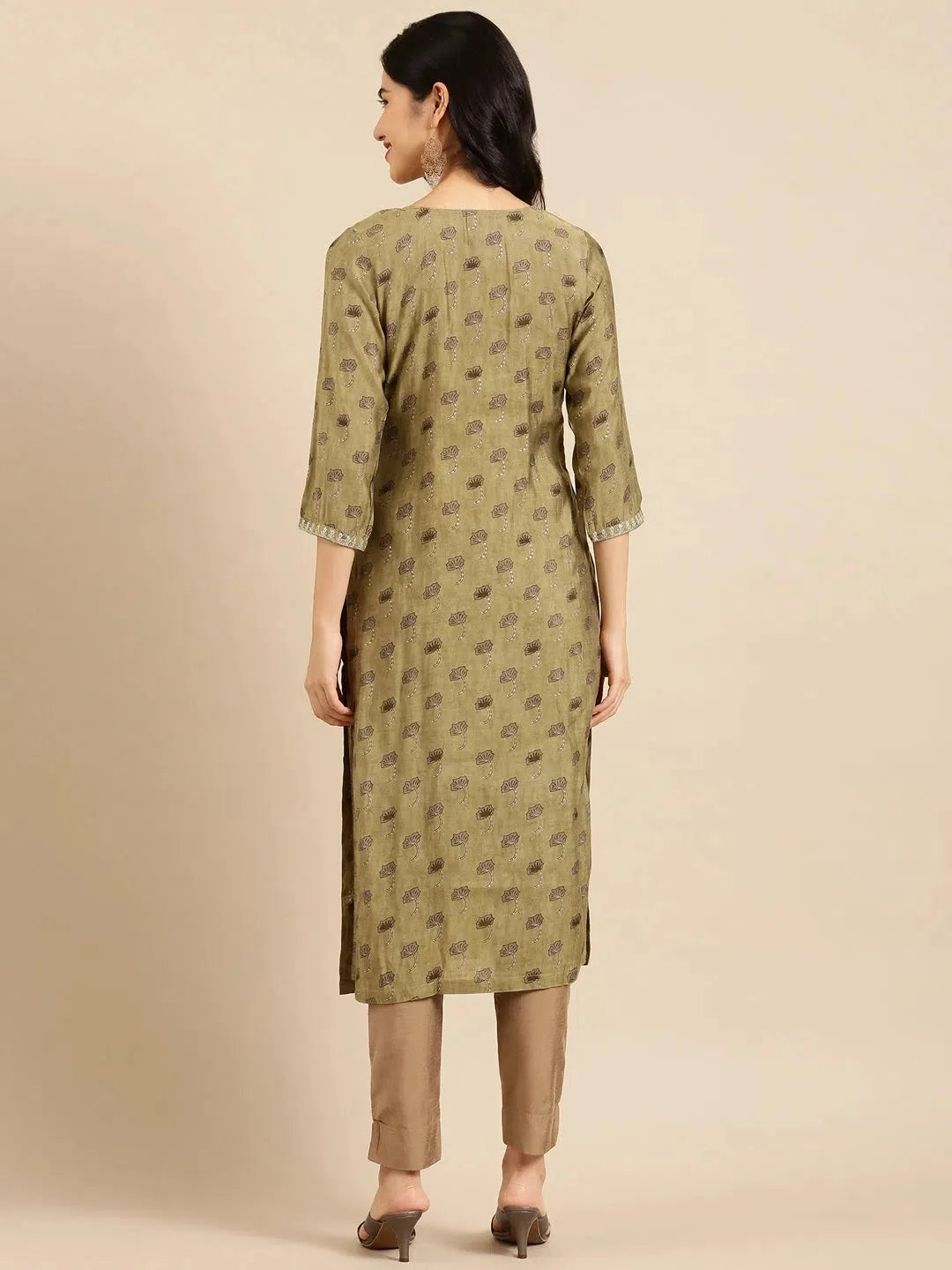 Green Printed Straight Kurta - Stylish Indian Kurtis for Ladies