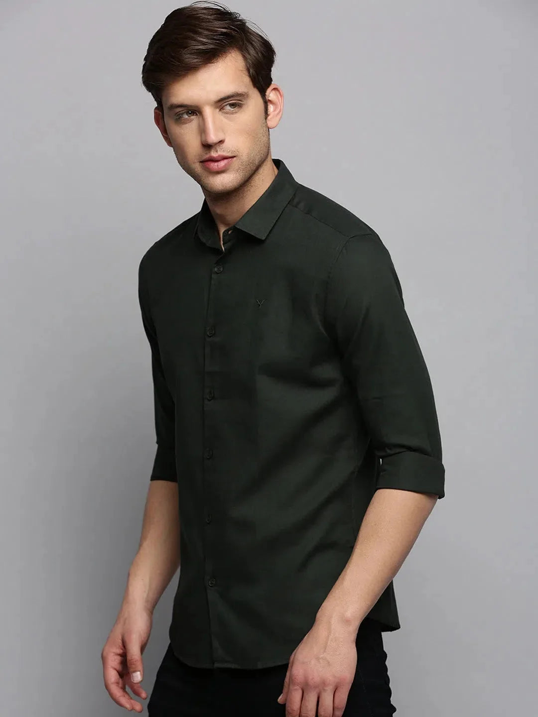 Olive Green Cotton Mens Shirt - Solid Casual Shirt | DesiQlo