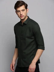 Men Green Solid Casual Shirt-SUPREMEPLAIN-1946-Olive