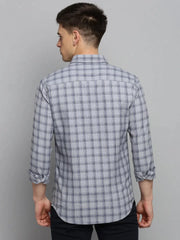 Men Grey Checked Casual Shirt-DALTONCHECKS-4100-Grey