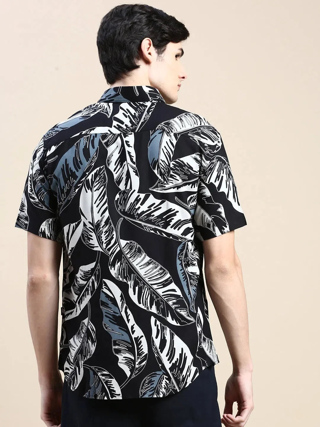 Black Floral Cotton Mens Shirt | Casual Printed Shirt