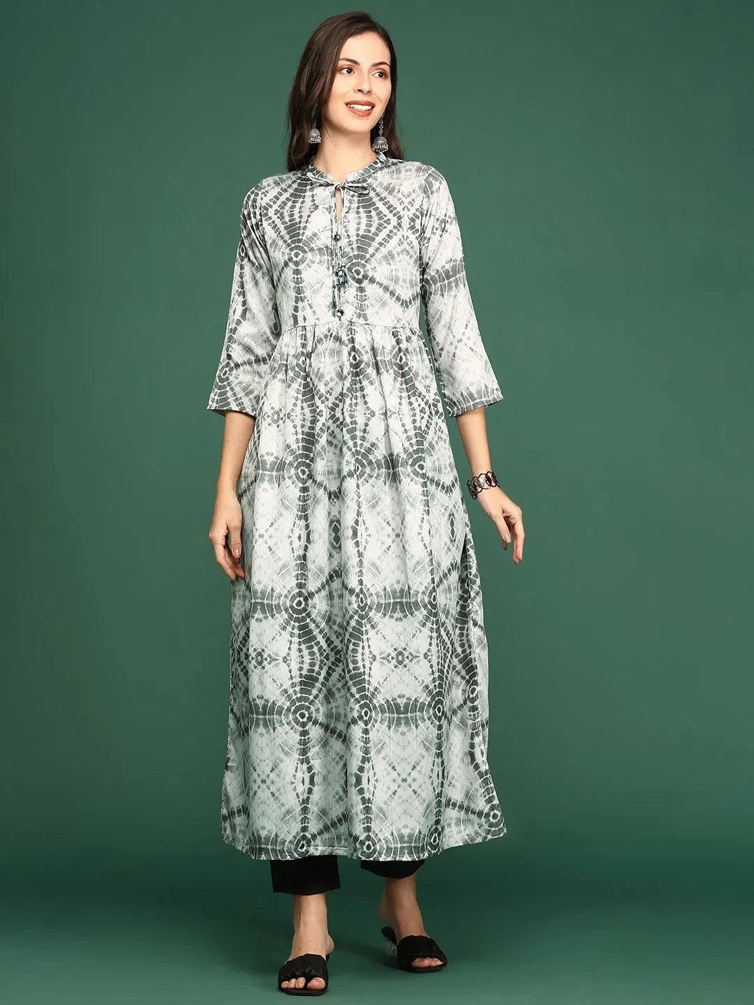 Silver Tie Dye Anarkali Kurti | Anarkali Suits for Women Online