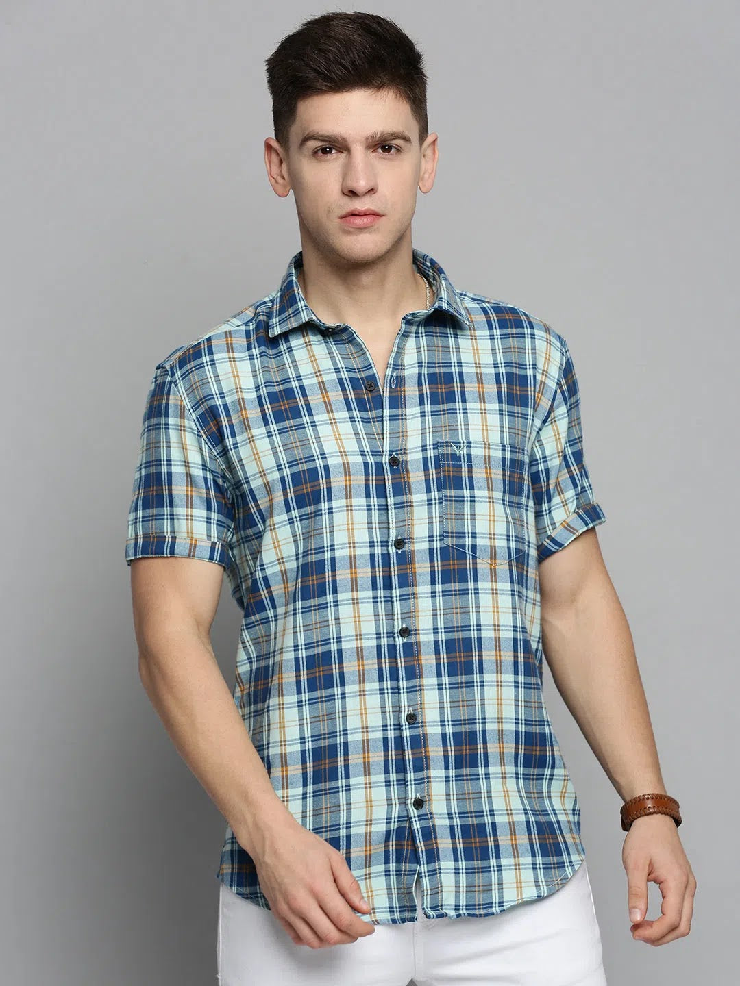 Men's Green Checkered Cotton Shirt - Casual Mens Shirt