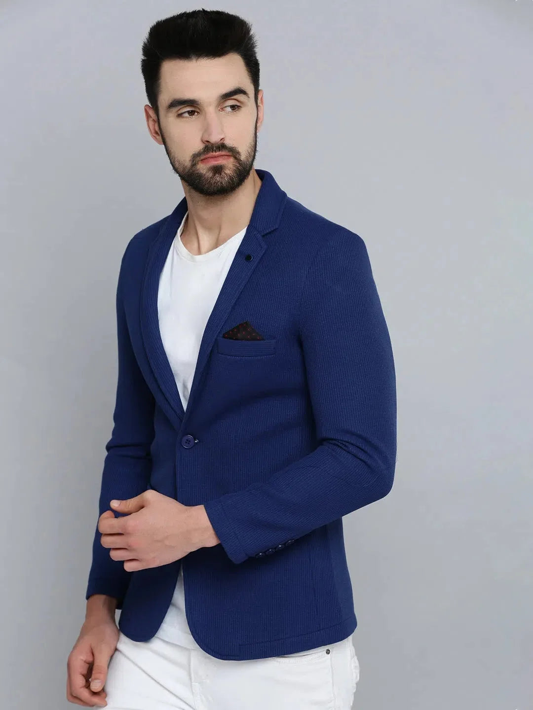 Men's Blue Solid Blazer - Stylish Men's Ethnic Wear