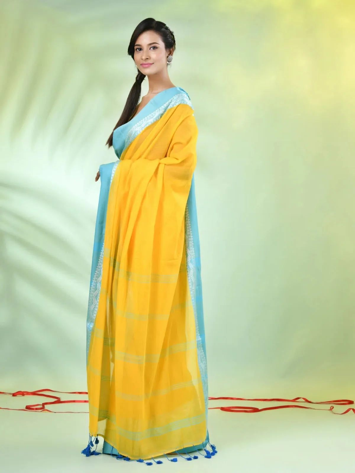 Yellow Cotton Saree - Designer Sarees India
