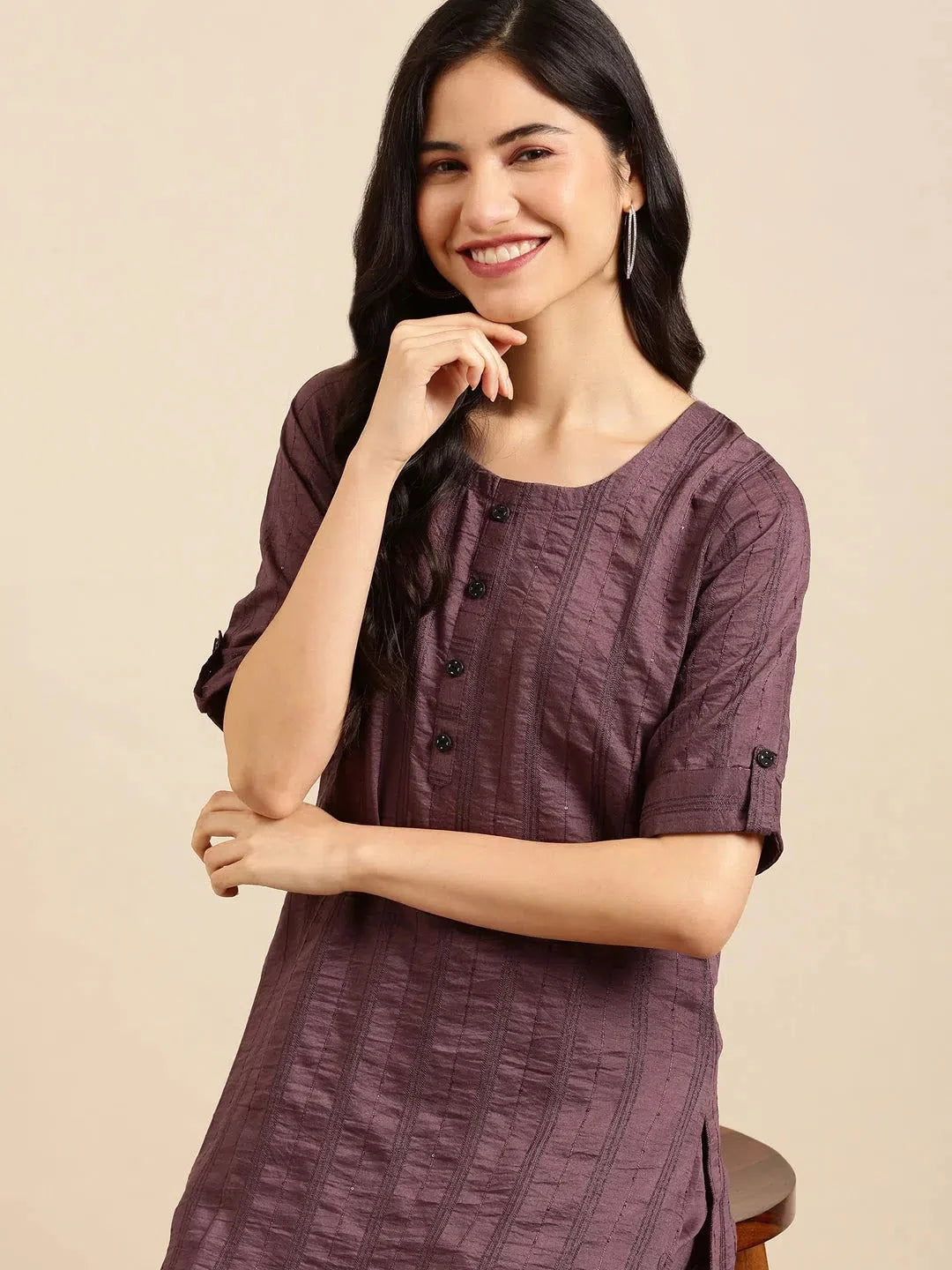Women's Violet Solid Kurta SetKC-3300-Violet