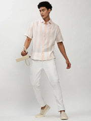 Men White Striped Casual Casual Shirts-JOYOSTRIPE-76-White