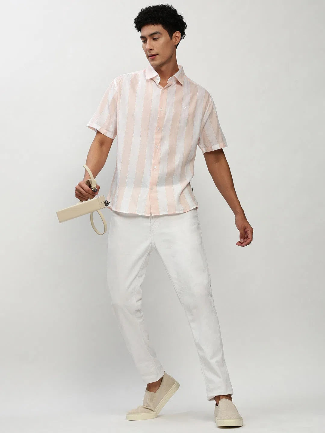White Striped Cotton Shirt | Mens Casual Shirt DesiQlo