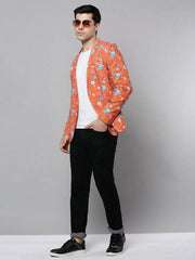 Men Coral Printed Blazer-SOBLZ-300-Coral