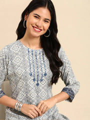 Women's Off White Printed Kurta SetKC-907-Offwhite
