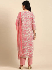 Women's Pink Printed Kurta Set-GW-3134-Pink