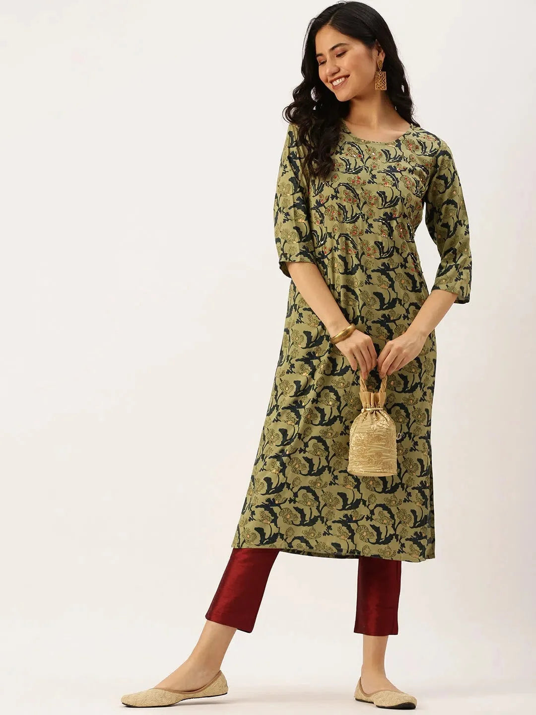 Green Printed Cotton Kurtas - Latest Indian Kurta Collection