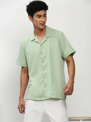 Men Green Solid Casual Casual Shirts-AGASTHYA-1596-Seagreen