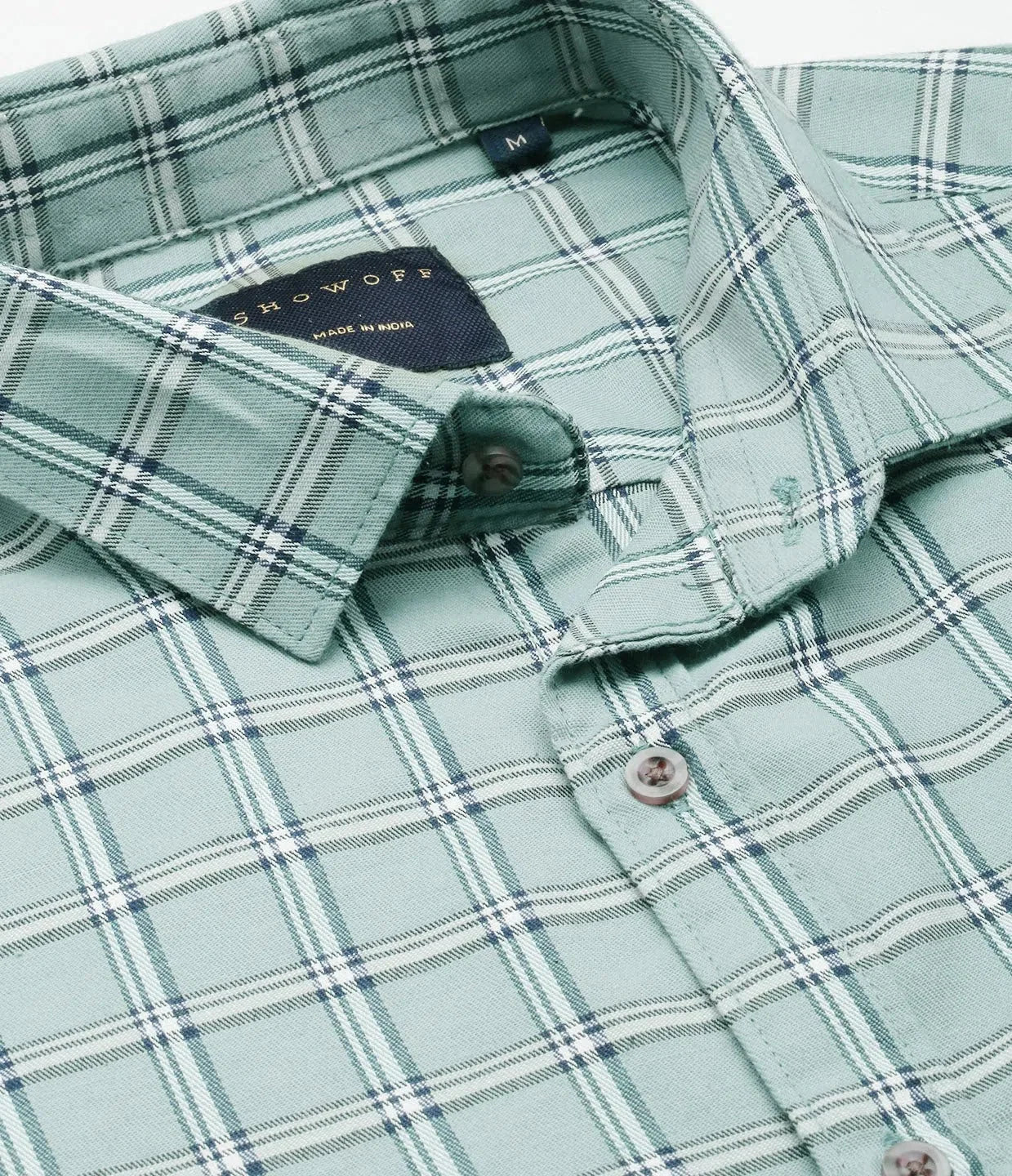 Green Checked Cotton Mens Shirt - DesiQlo Casual Style