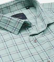 Men Green Checked Casual Shirt-ALBACHECKS-69-Green