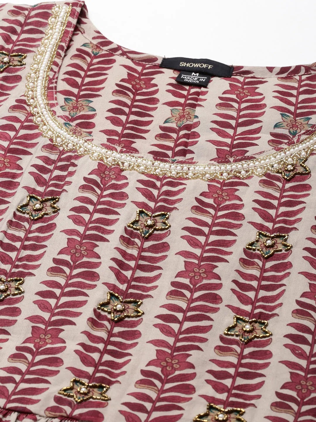 Women's Maroon Printed Kurta Set | Indian Kurta Sets
