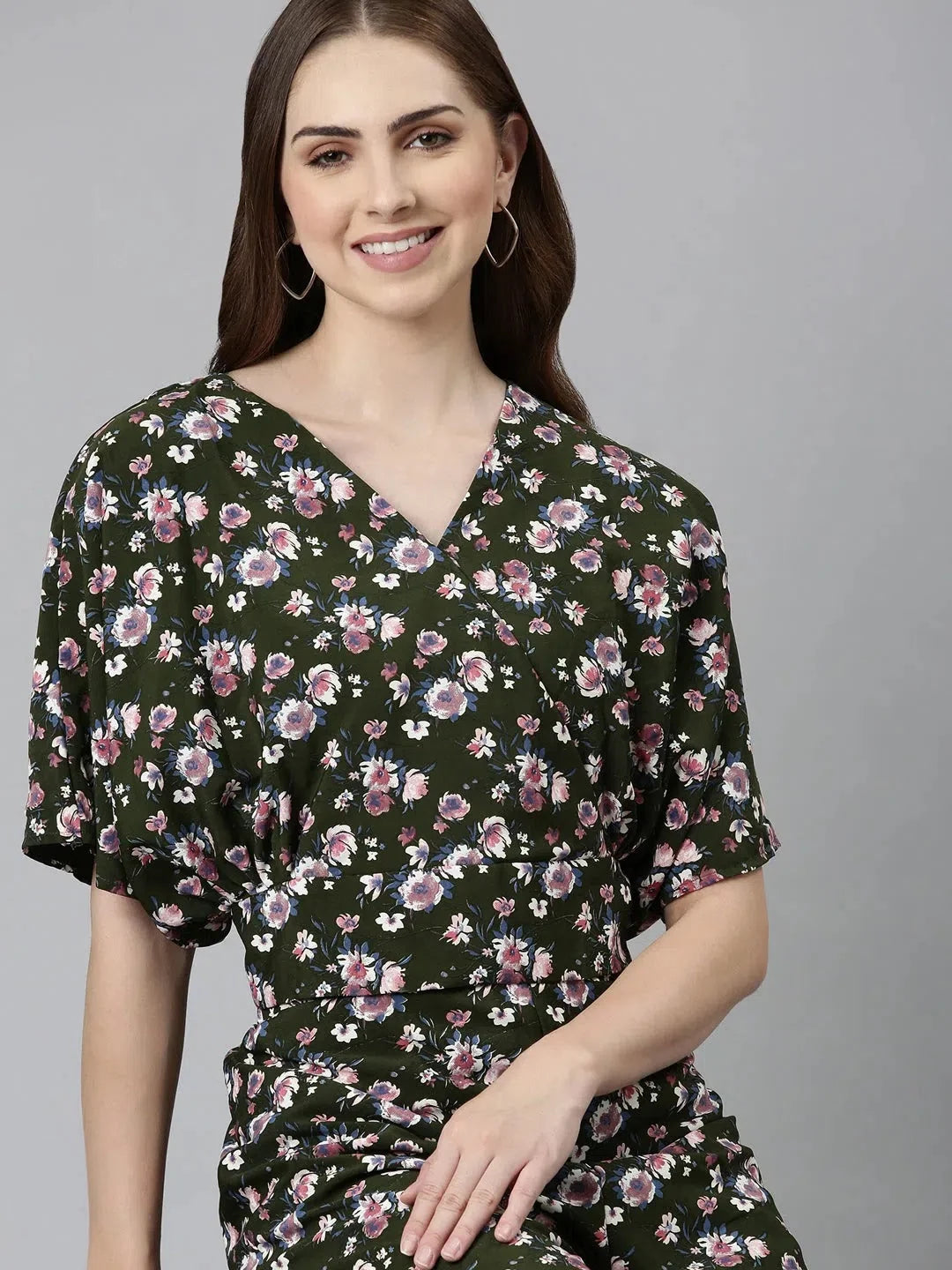 Olive Printed Co Ord Set for Women | Viscose Casual Look