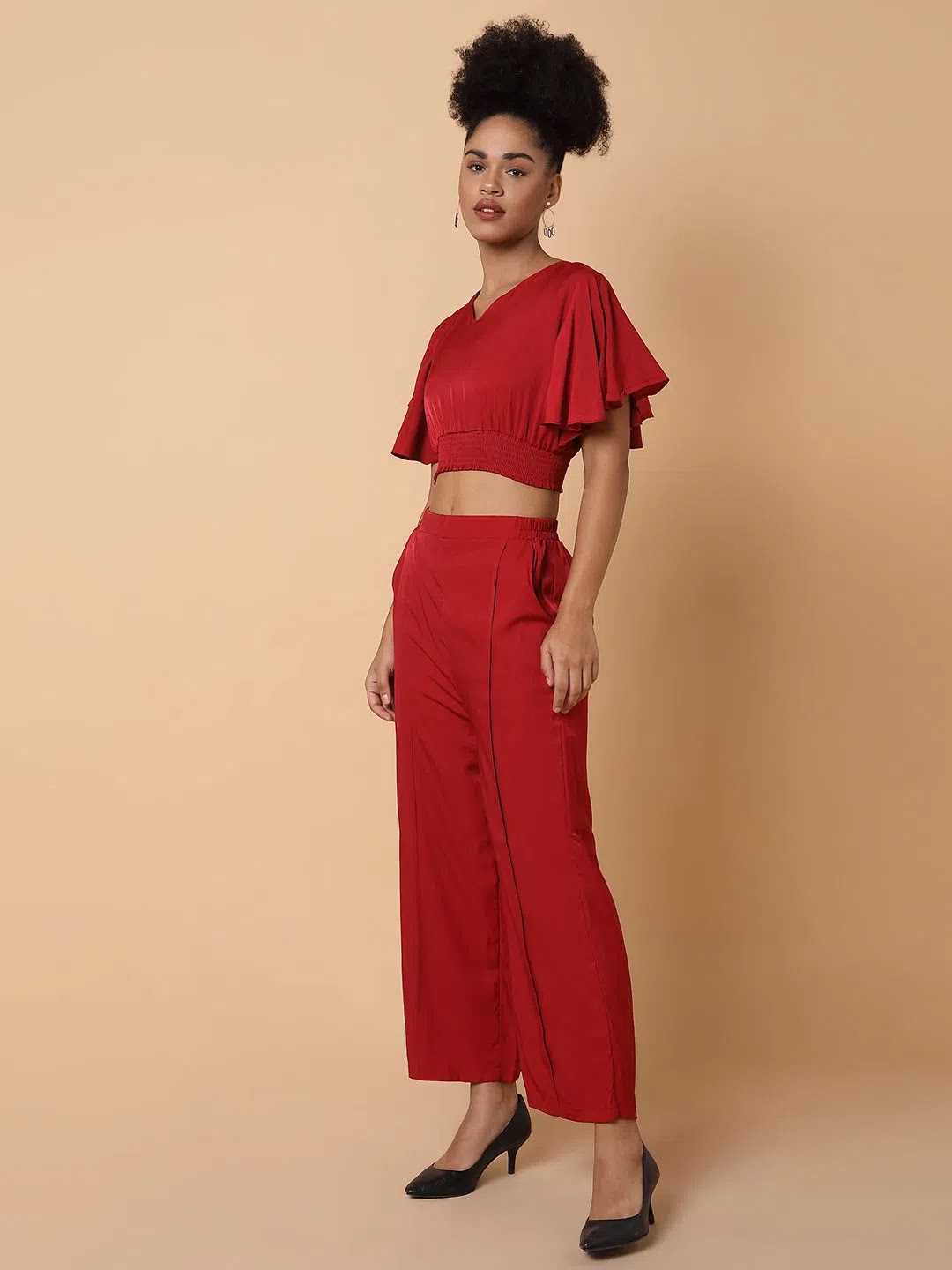 Maroon Solid Co Ord Sets for Women | Viscose Two Piece Sets