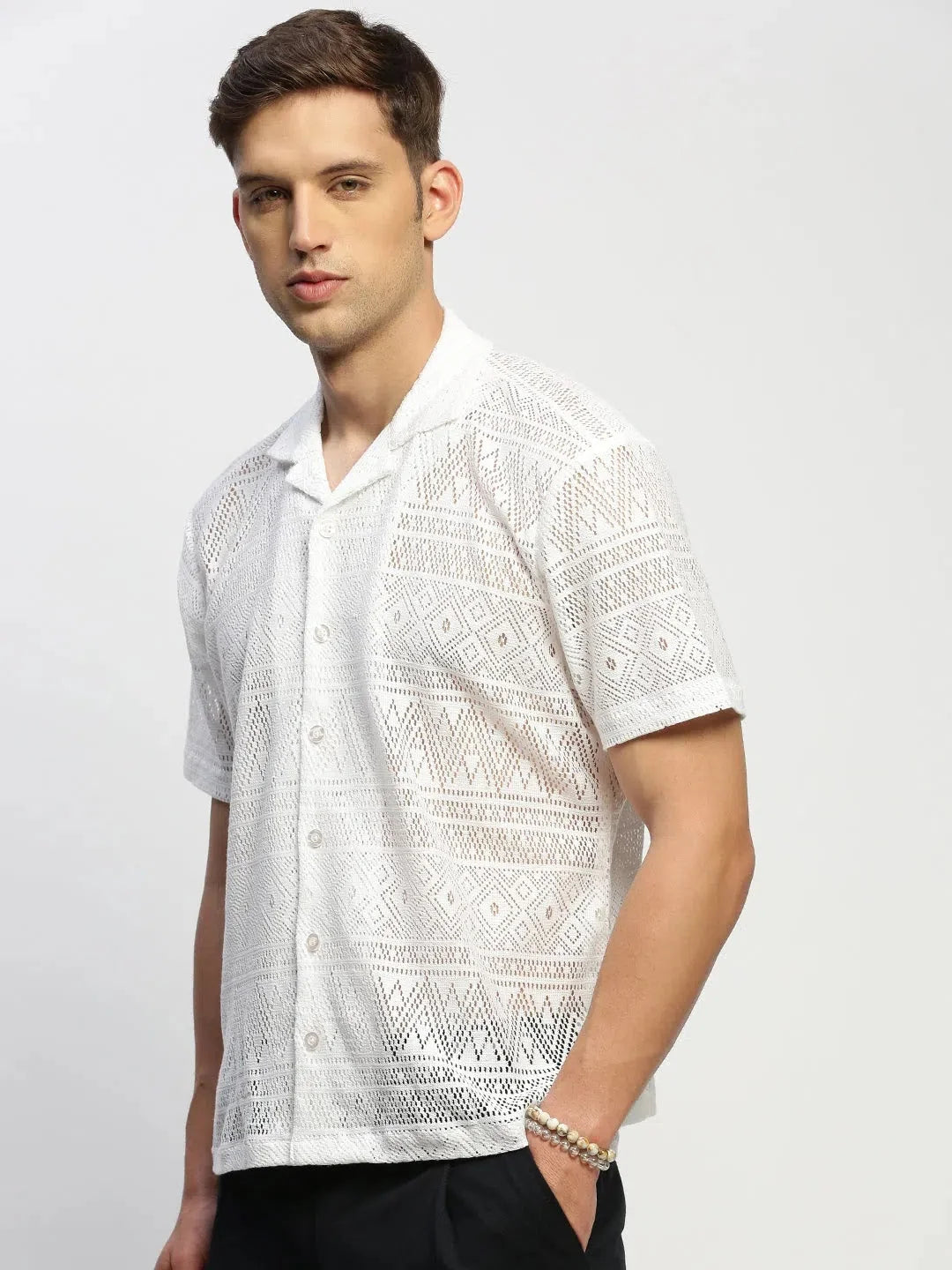 White Solid Mens Shirt - DesiQlo Cotton Formal Shirts