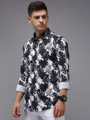 Men White Printed Casual Shirt-KELVENPRINT-1411-White