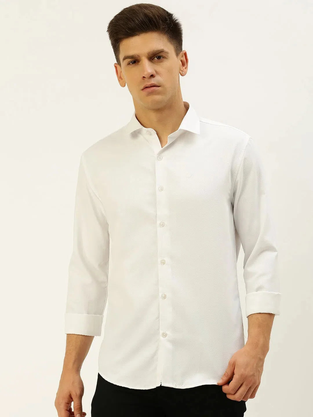 Stylish White Solid Mens Shirt - Cotton Casual Shirt | DesiQlo
