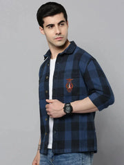 Men Blue Checked Casual Shirt-RUGGEDCHECKS-4177-Blue