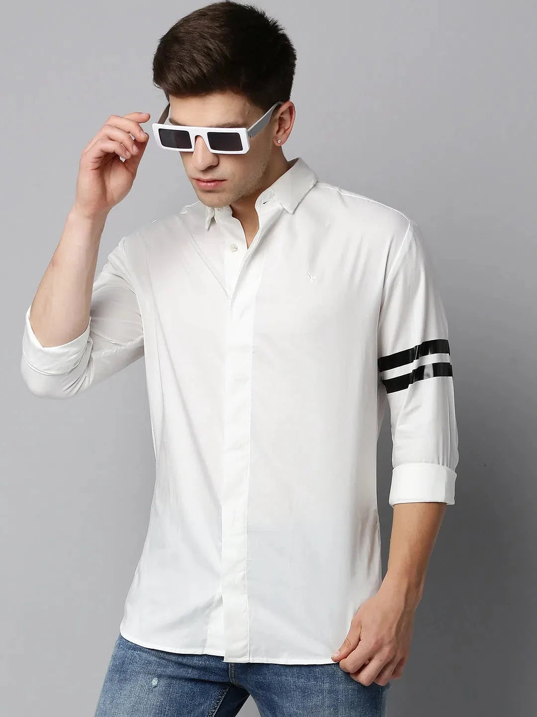 Men White Solid Casual Shirt-COLTONPLAIN-4516-White