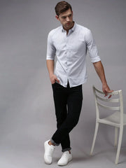 Men White Printed Casual Shirt-HITECKPRINT-1385-White